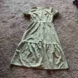 SHEIN Light Green Ditsy Floral Midi Dress